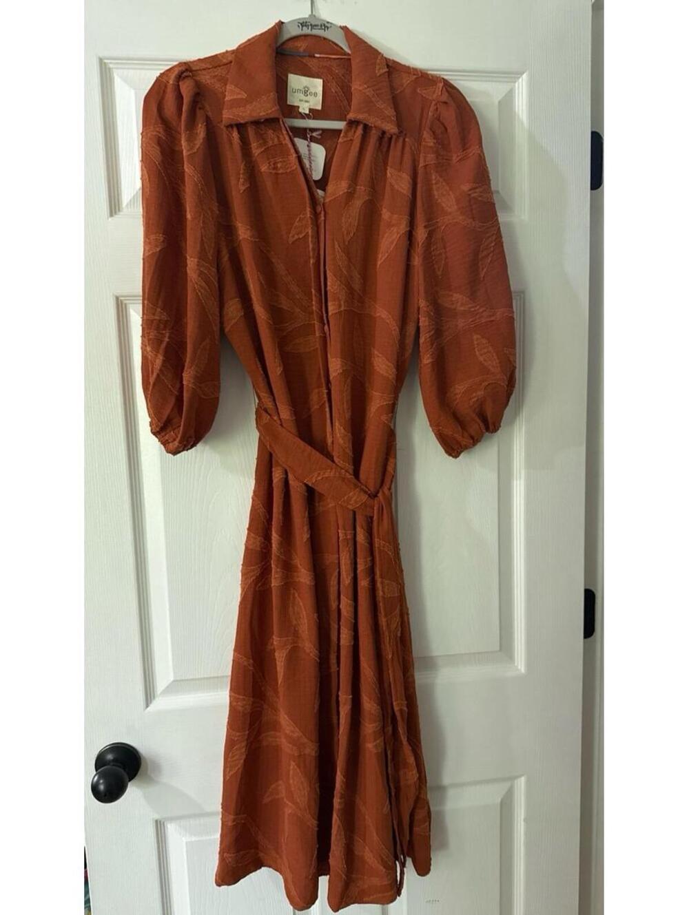 Umgee Rust Button Front Shirt Dress Boutique Large NWT